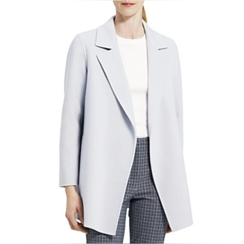 Theory Clairene Wool Cashmere Blend Coat Harbour Melange Open Front